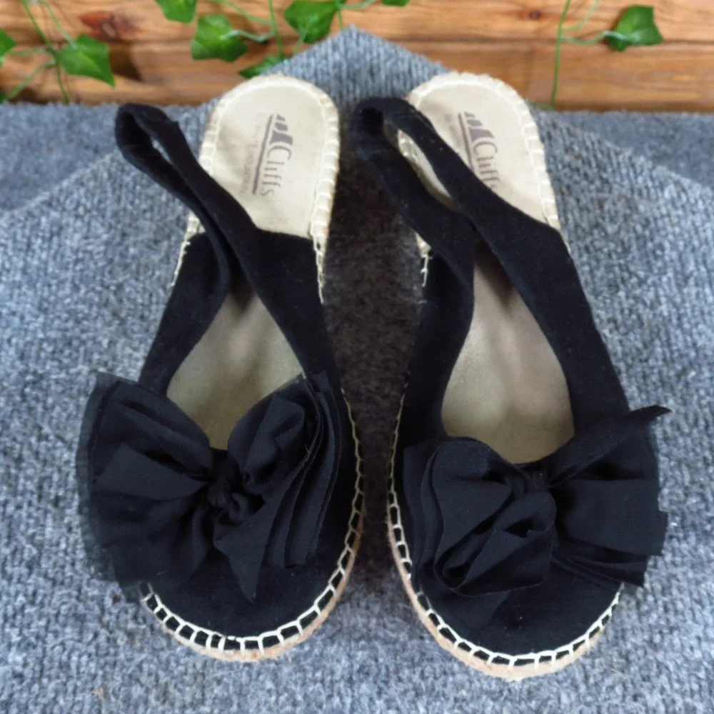 Cliffs by White Mountain Cheerful Womens Espadrille Size 8 Summer Black Fabric